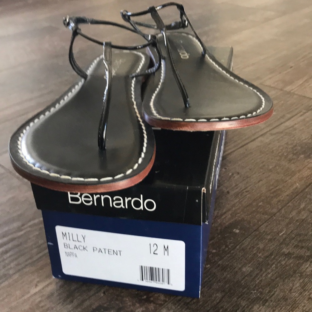 Bernardo Milly Sandals Black Patent Size 12